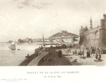 Naples vu da la rue du Carmine, sec. XIX. Collezione Rusciano