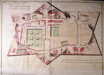 Forte S. Elmo - 1705.   Plan des bas souterrains sous les caves